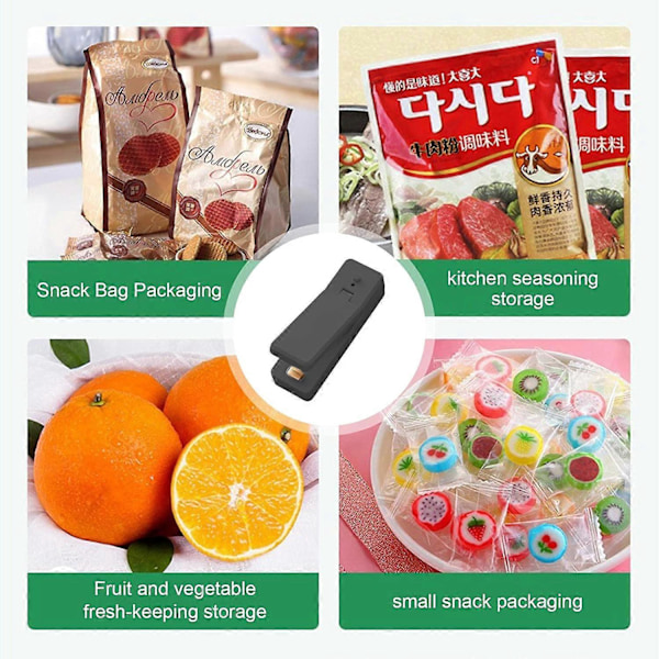 Mini Håndveske Vakuumforsegler, 2 i 1 Varmeforsegler og Kutter, Bærbar Forseglingsmaskin for Plastposer, Matlagring, Snacks, Kjeks, Fersk