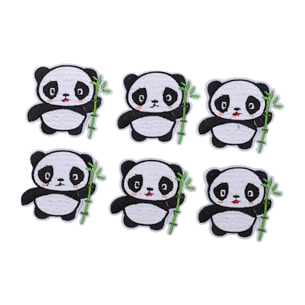 6PCS Panda-lapp Panda-mønster DIY sylapper Bomullsklær Lapper Tilpassede lapper for ryggsekker Klær Vesker