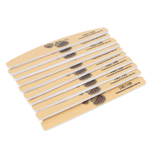 10 stk. Neglefil Professionel Vaskbar Genanvendelig Dobbeltsidet Neglebuffer Fil Manicure Værktøj (Gul)
