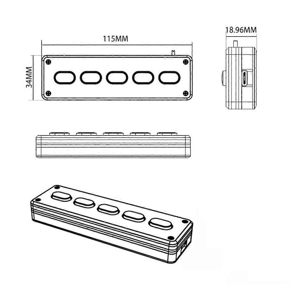 5 Taster Egendefinert Tastatur Makro Programmerbart Bluetooth-tastatur Hvit
