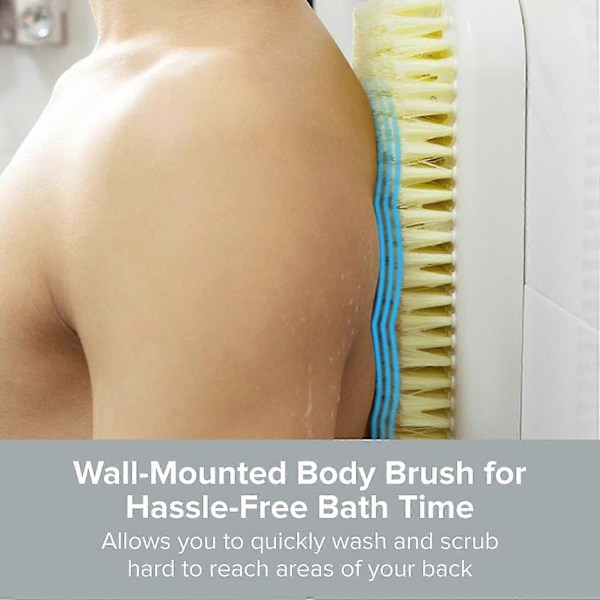 Väggmonterad Ryggskrubbare, Stor Exfolierande Borste för Dusch, Duschbad Skrubbborste Handsfree Ryggborste & Kroppsskrubbare