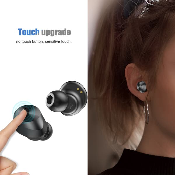TWS-9 Touch Vandtæt Trådløst Bluetooth 5.0 Headset Opladning HD Høretelefon Sort