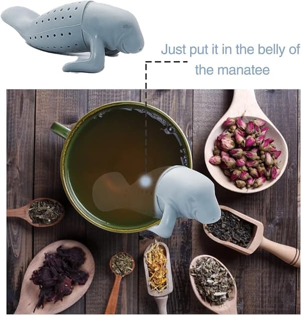Teesil, silikon te-infuser, søtt løs-te-sett for en krus eller kopp, gave til teelskere, 1 løs-te-sil