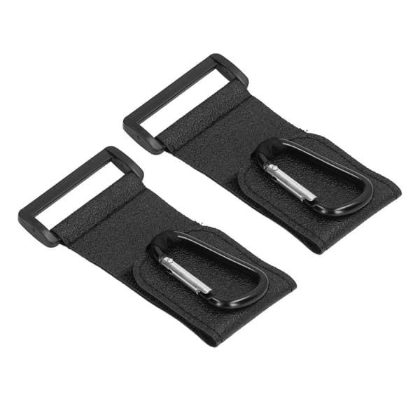 2 st svarta barnvagnskrokar multifunktionella handsfree läder barnvagnskrokfäste karbinhake