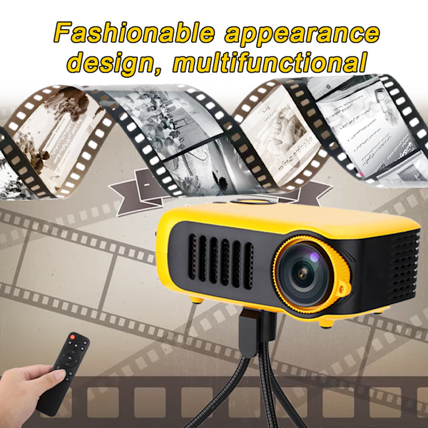 Mini kannettava koti 480*320 HD-resoluution videoprojektori keltainen lapsille 100-240V EU