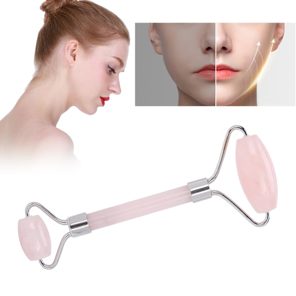 Jade Ansigtsrulle Rock Dobbelt Endet Ansigtsmassager Anti-Aging Hudløftningsværktøjer (Sølv)