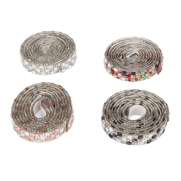 4 st Rhinestone Band 1,2 cm bredd 1 meter längd Mode Utsökt Självhäftande Rhinestone Tejp för DIY Skor Kläder