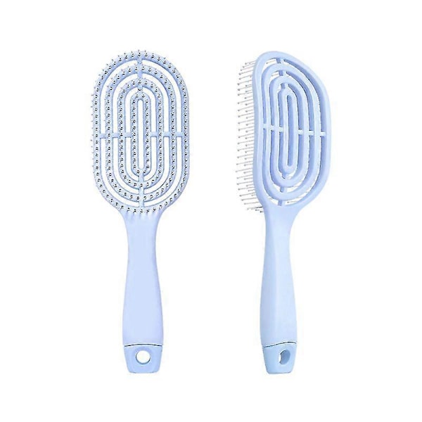 Bærbar Avslappende Elastisk Massasjebørste Oval Hårkam for Hodebunnsmassasje Salong Stylingverktøy Ensfarget SZ50-Blå