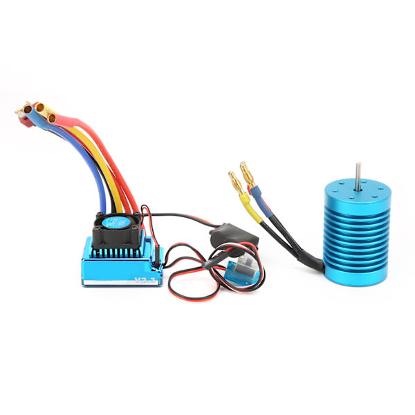 F540 4370KV 4P borstlös motoruppsättning med vattentät borstlös 60A ESC för 1/10 RC-bil blå