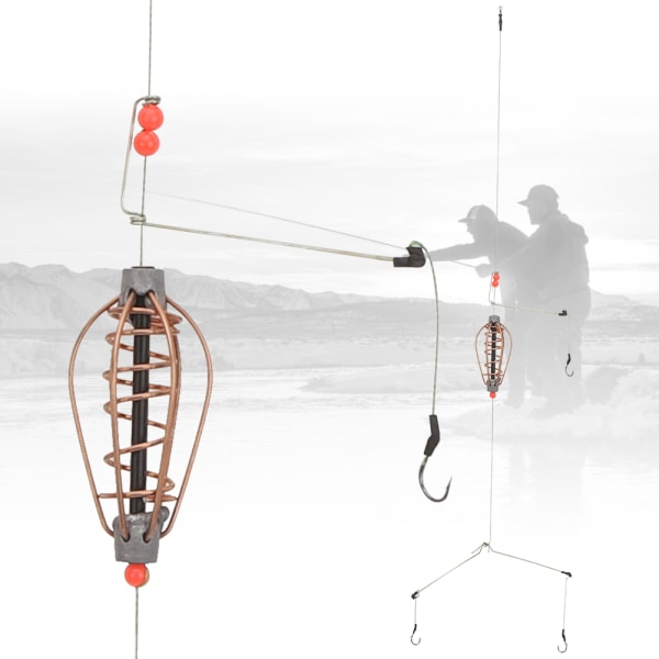 4 STK Fiskemadsbur Lure Trap Kurv Feeder Holder med kroge Fiskegrej Tilbehør Kobber 20g