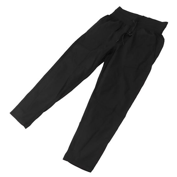 Kvinde Fitness Joggere Nylon Hurtigtørrende Snørelukning Løb Sweatpants Sort L