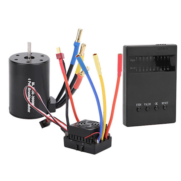 3650 3900KV Borstlös Motor Programmeringskort 60A ESC med Vattentät BEC för 1/10 RC Bil