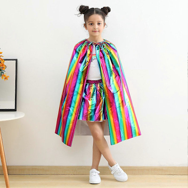 Sinknap Regnbue Børnekappe Skil Dig Ud Til Halloweenfester Med Denne DIY Kostume Cosplay Kappe Halloween Forsyning Zekai Golden