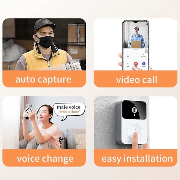 Smart Video Ringklocka Hem Intercom - Högupplöst Mörkerseende Wifi Laddning Stöldskyddsringklocka