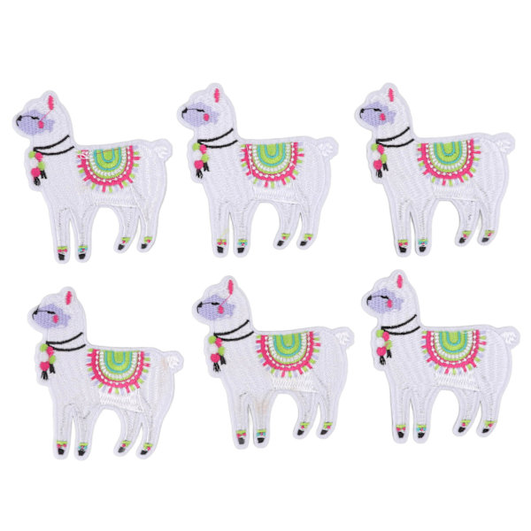 6 Pcs Iron On Patches Cartoon Alpaca Shape DIY Cotton Embroidery Clothes Patches Badge Patches Decoration