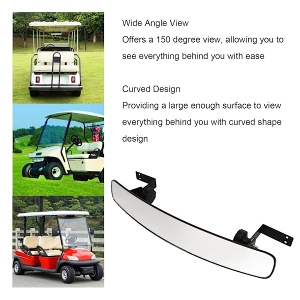 Golfvagn backspegel Böjd design Bred fri sikt Lätt att installera Ersättning för Club Car
