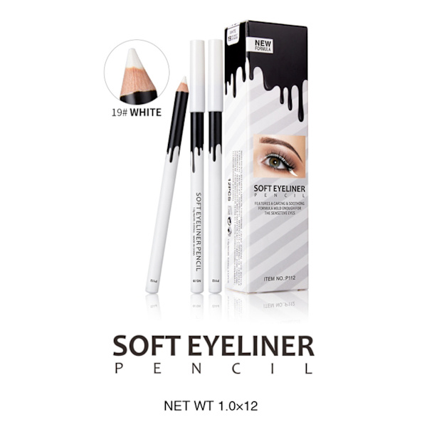 White Eyeliner Pitkäkestoinen ja vedenpitävä Eye Liner Pen Ei kukkiva Makaava Silkkitoukkakynä ammattilaisille tai perheille