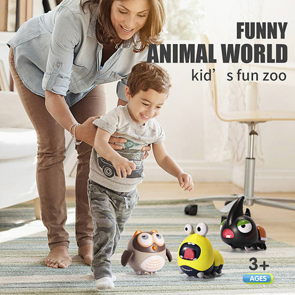 Baby Leksaker Djur Bilar Cartoon Djur Fordon Push and Go Bilar Pedagogiska Leksaker Presenter till Spädbarn Barn Pojkar Flickor