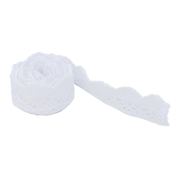 Spetsband DIY Bomullsnät 2 cm Bredd 20 Yards Elegant Tyllspetskant för Gardin Kläder Duk Presentförpackning Vit