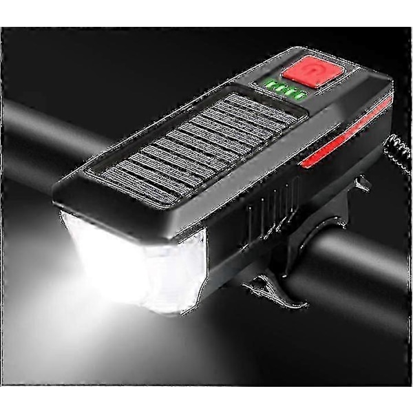Sykkellykt, Sykkeltilbehør Solcelle USB Oppladbar LED Sykkel Frontlykt +