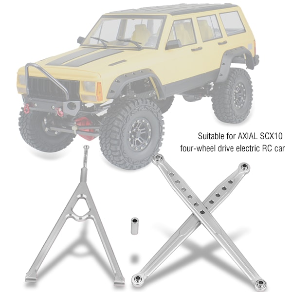 Trekantstøttebjelke + Bakre støttebjelke for AXIAL SCX10 4-hjulsdrevet elektrisk RC-bil (Sølv)