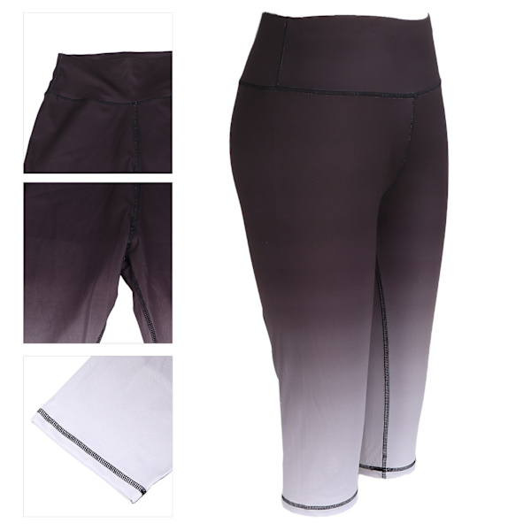 Kvinder Højtaljede Yogabukser Gradient Sort Balde Løfter Ben Slankende Fitness Tight Cropped BukserL