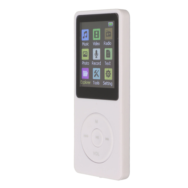 Digitaalinen musiikkisoitin 1,8 tuuman LCD-tuki Pieni muistikortti Ultraohut MP3-MP4-soitin lisävarusteilla Valkoinen