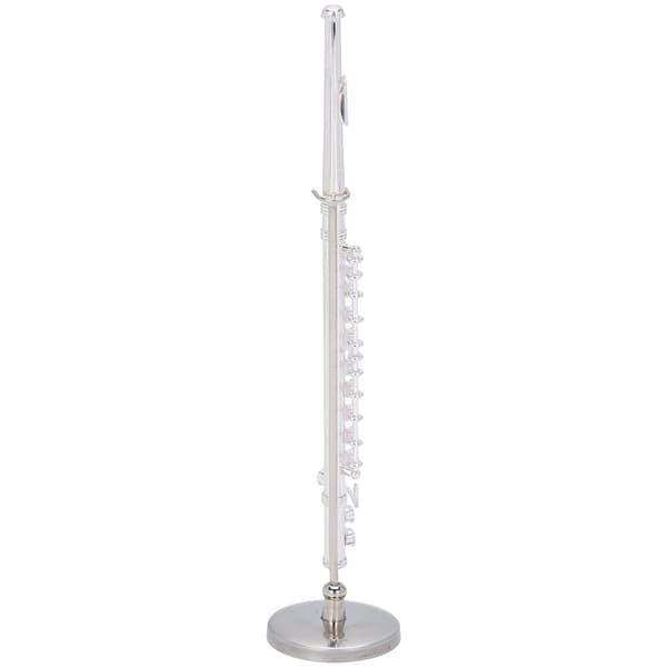 Kobber Miniature Fløjte med Stativ Mini Musikinstrument Model Tilbehør Gave (Sølv)
