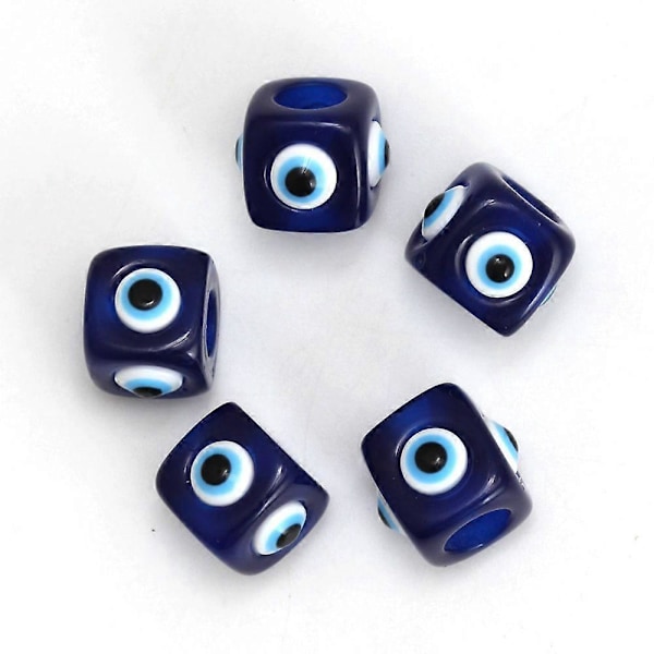 Lucky Eye Blå Berlocker Harts Fyrkantiga Distanspärlor För Smycken Halsband Armband Klassiska Tillbehör EY6108