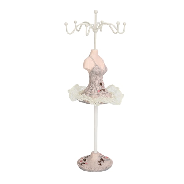 Örhängen Halsband Prinsessklänning Stativ Display Resin Mänsklig Modell Smyckesorganisatör Grå