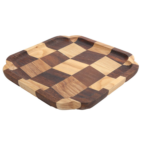Træ Pan Te Bakke Fad Skål Frugt Salat Brød Serveringsplade Køkken Bordservice 20x20cm