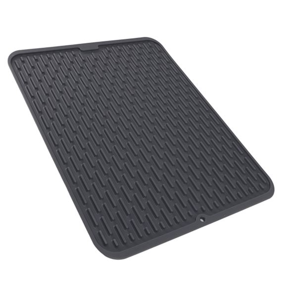 Rektangulär silikondisk torkmatta värmeisolering halkfri disk torkmatta med inbyggd dräneringsläpp för köksbänk liten storlek