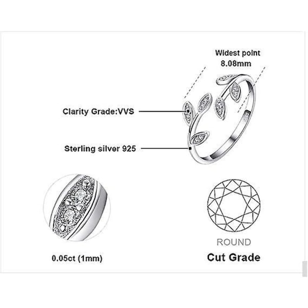 Justerbar Olivenblad Cubic Zirconia Ring - 925 Sterlingsølv med gult gull og rosegullbelegg