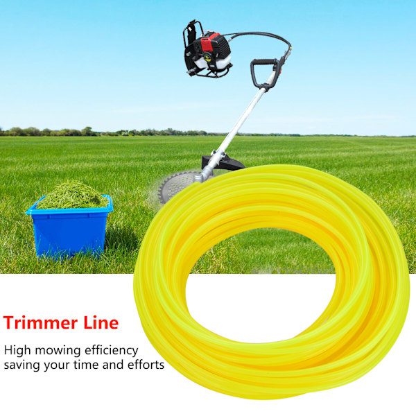Rund trimmerledning til plæneklipper, buskrydder, græstrimmer, strimmer, gul 3,0 mm*15 m