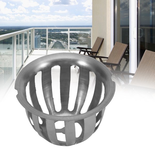 2 stk. rustfrit afløbsrist i rustfrit stål til tag og balkon (75 mm)