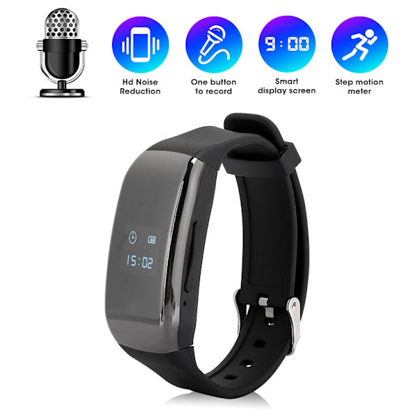 HD 1080P Kamera Armbåndsur Digital Lydoptager Armbånd Støjreduktion Optager Armbånd 8GB