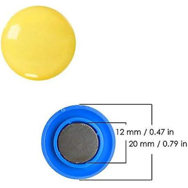80-osainen set 20 mm:n muovisia pyöreitä jääkaappimagneetteja, magneettinappeja 4 värissä ilmoitustauluille ja suunnitteluun