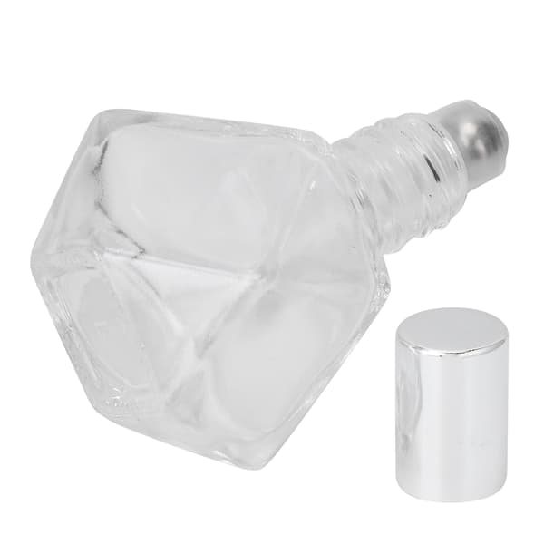 Roll On Påfyllbar Parfymeflaske Tom Glass Aromaterapi Eterisk Olje Rollerflasker 8ml (Sølvdeksel Stålkuler)