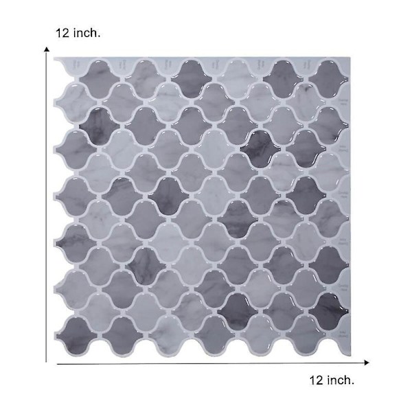 Kakelplattor 30x30cm, 1 Styck 3D Självhäftande Väggplattor Självhäftande Stänkskydd Kakel Köksväggdekaler Självhäftande Kakel Badrumsväggbeklädnad - Damask Grå