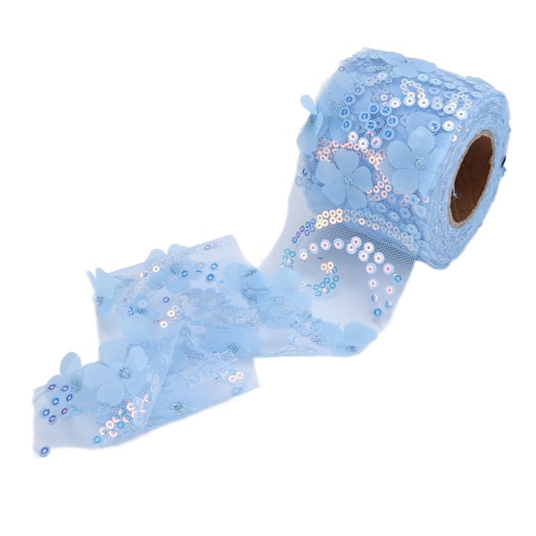 Tulle stof DIY håndværk slidstyrke lille flash bærbar polyester pailletter tyl rulle 6cm lyseblå