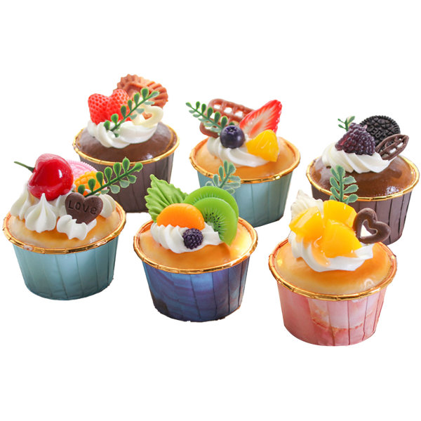 6Pcs Artificial Fake Cupcake Decorative Simulation Cupcake Model for Display Kitchen Decoration Photography Props