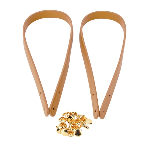 2 st handväskor handrem i split läder DIY handgjorda handväskor delar med 8 set ljusguld nitar set (beige)