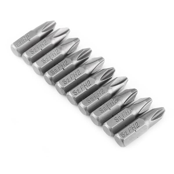 10 stk 25 mm lengde 1/4 tomme sekskantet skaft S2 magnetiske PH2 krysshode skrutrekkerbits