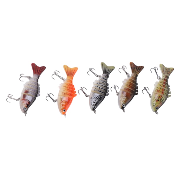 5 kpl 6-osainen kalastusuistin multi Swimbait multi kova syötti 2 koukulla