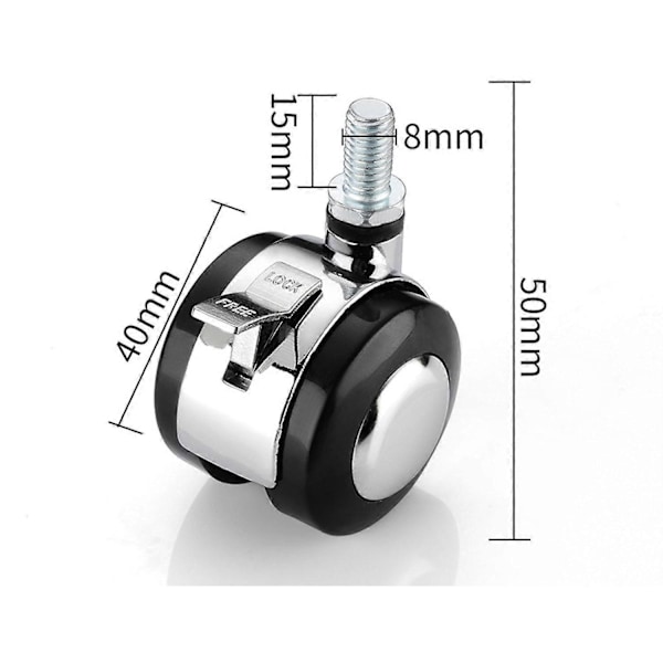 4cm 8 stk. Kraftige Hjul Kontormøbler Hjul Mute Lenestol Stol Hjul Erstatning Svingbare Formede Mute Hjul Stoler Spin Hjul Nylon Tilbehør