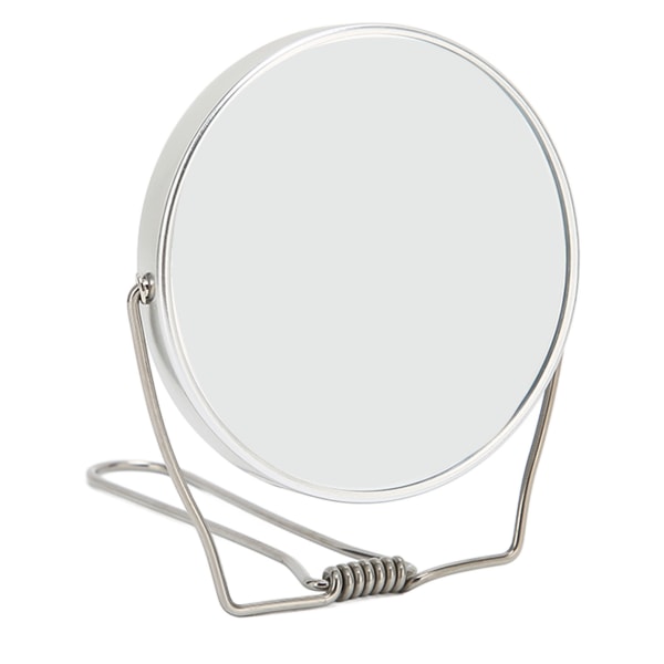 2-sidet makeupspejl 360 graders rotation aluminiumsramme Sølv makeupspejl med stativ i rustfrit stål til kontorsovesal