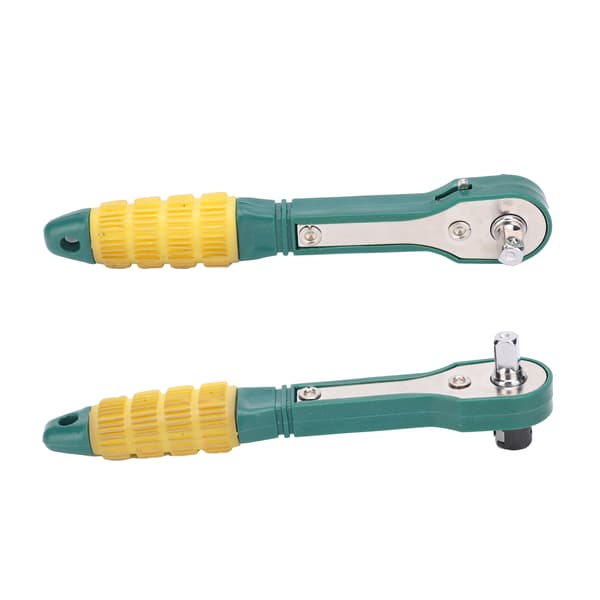 2 stk. Skraldenøgle 1/4 Hex Socket 45# Stål Drive Spændenøgle Håndværktøj 144mm Gul Grøn