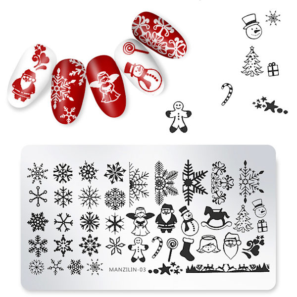5 st jul nail art stämpel mallar DIY nail art plattor kit för hemmasalong användning