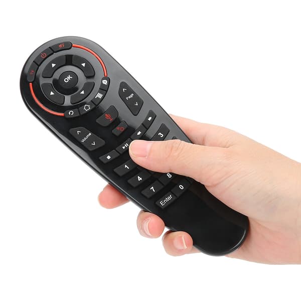 USB 2.4G trådløs Air Fly Mouse bevægelsessensor Smart stemmefjernbetjening sort