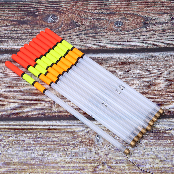 10 stk holdbare fiskeflåter Bobber Stick Tube Multi Purpose Fish Feed Baits Tilbehør Kit (3.0 hvit)